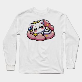 Cute Cat Taking a Nap Catnap Kawaii Kitty Sleeping Long Sleeve T-Shirt